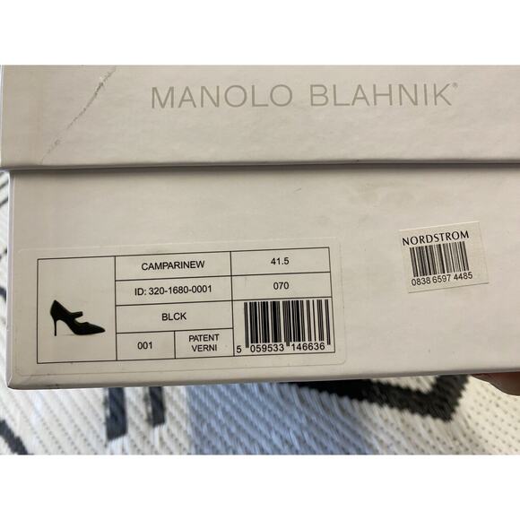 Manolo Blahnik CAMPARINEW 70 Black Patent Leather Size 41.5/11.5 US - Picture 7 of 9